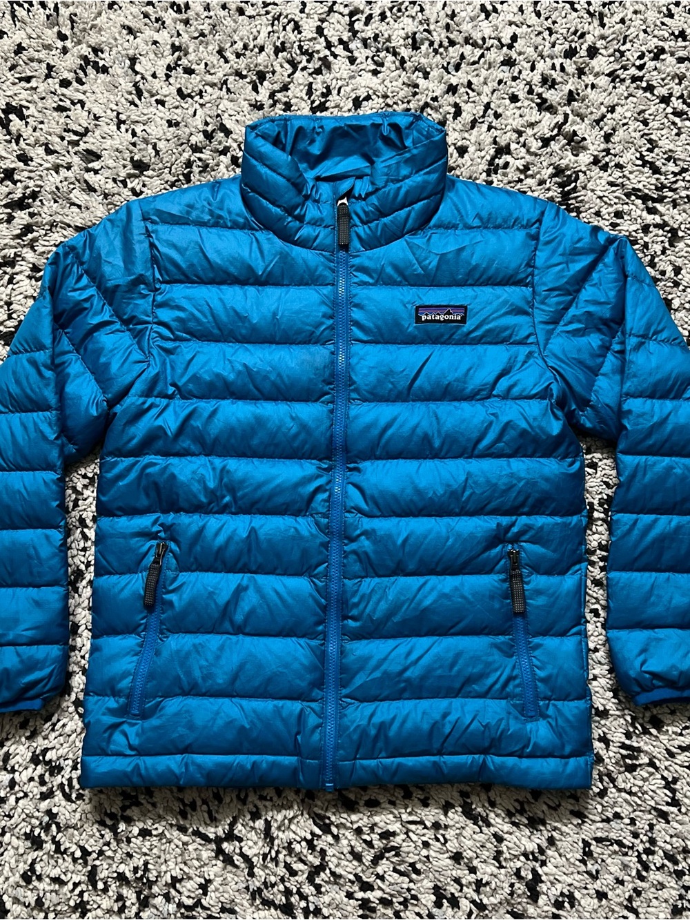 Patagonia Boys Down Sweater Jacket Blue Puffer 68245 Full Zip Size 7-8Y - Picture 2 of 16